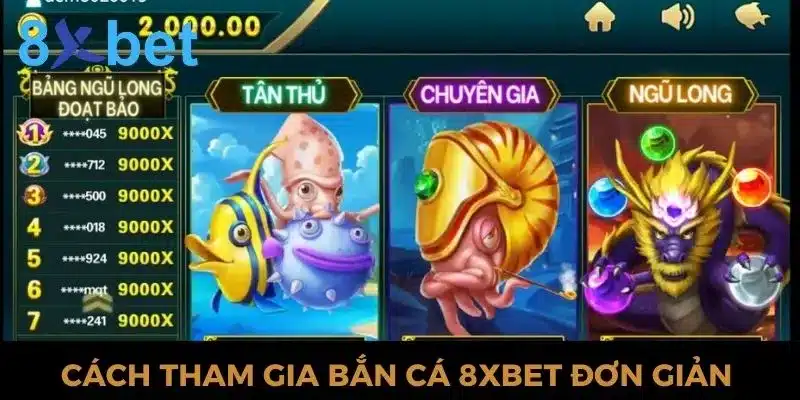 Cách tham gia game bắn cá online 8xbet đơn giản